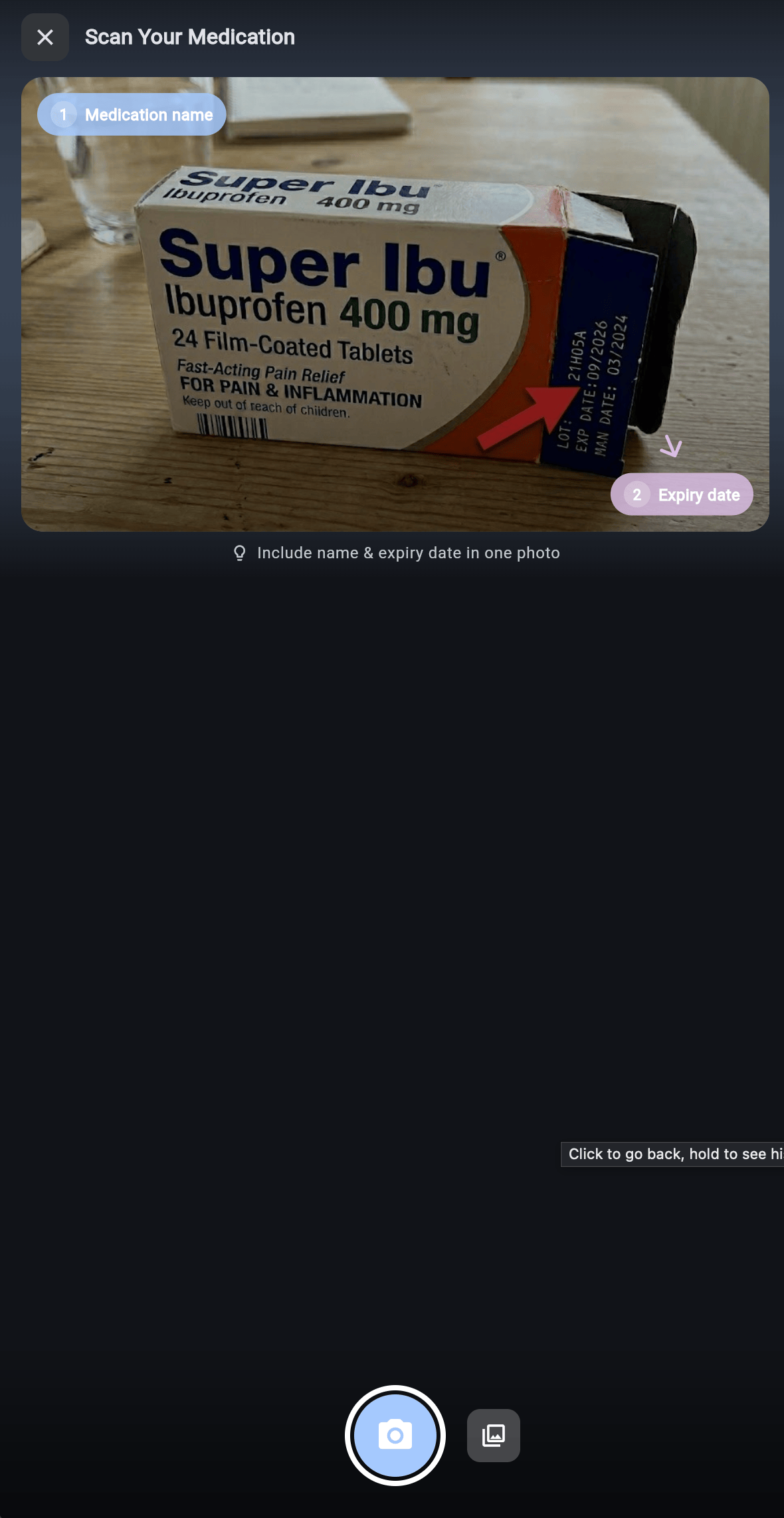 Scan medication with camera